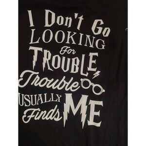 AUTHENTIC Harry Potter Tank Top Womens Trouble Usually Finds Me  Medium Black
